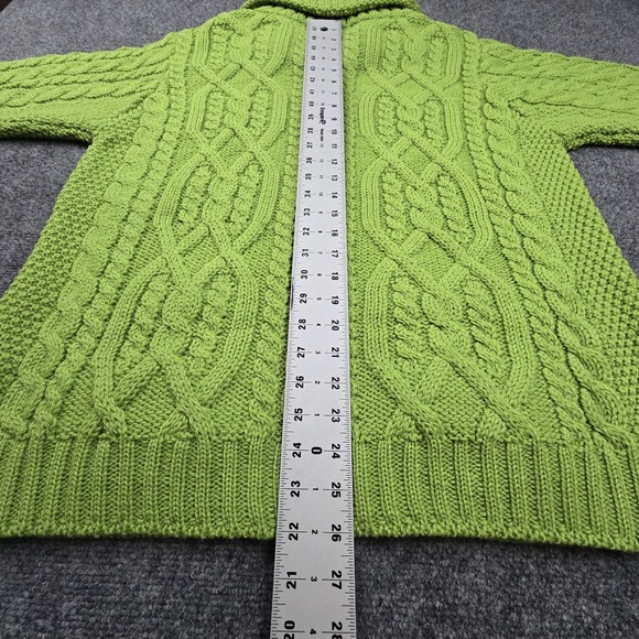 Aran Crafts Irish Merino Wool Zip Cardigan Womens NWT L Green Cable Knit - Picture 10 of 11